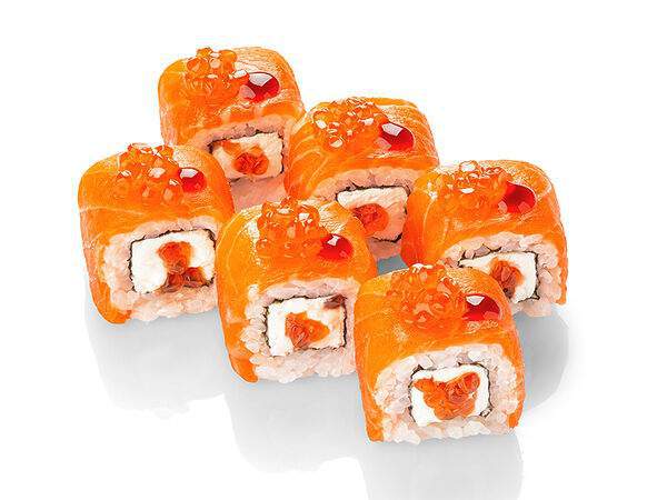 Урюк - Ролл со сливочным сыром и красной икрой