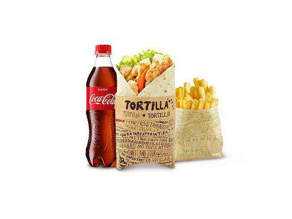 Hesburger - Большой комбо с Тортильей барбекю