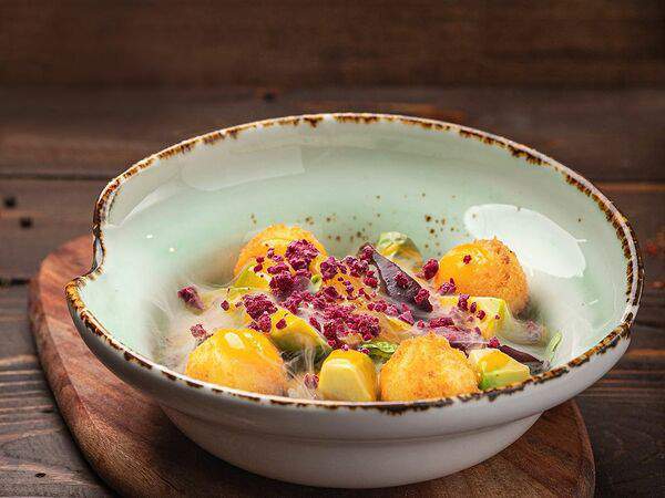 Седло - С печёной свеклой, апельсином и соусом манго