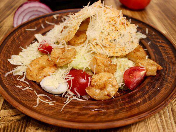 Пандок - Салат Цезарь с креветками