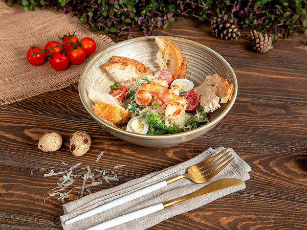 Ботаника - Салат Цезарь с тигровыми креветками