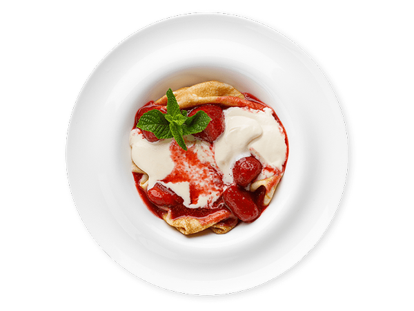 Пить кофе Кино - Блинчики с кремом Тирамису и клубничным соусом