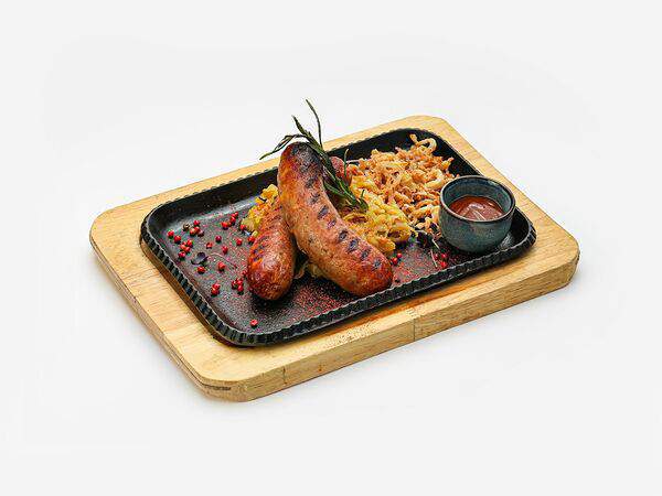 1095 FOOD - Куриные колбасы гриль с тушеной капустой