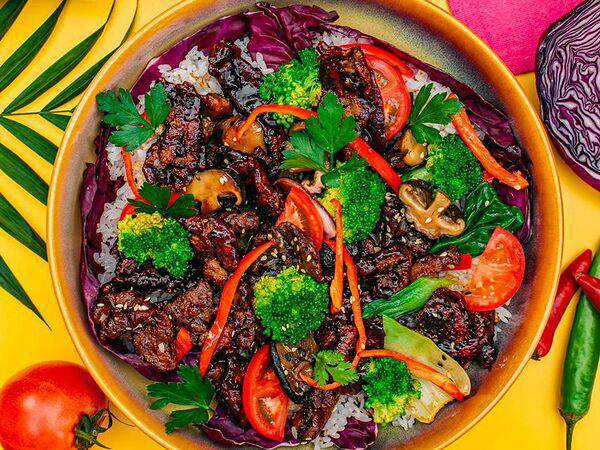 Лето - Телятина с грибами шиитаке