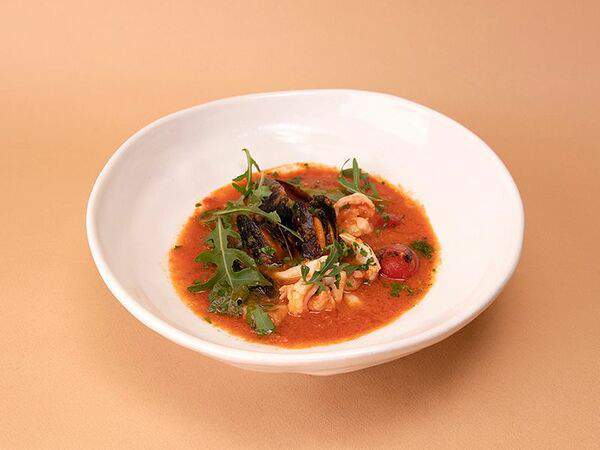 МА: Грузия + Италия - Томатный суп с морепродуктами