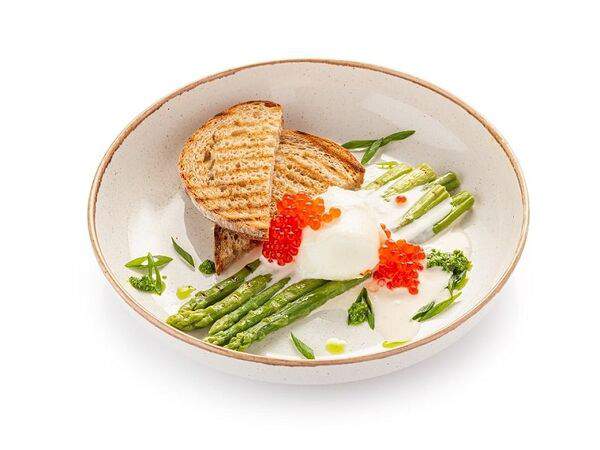 Шоколадница - Завтрак со спаржей и красной икрой