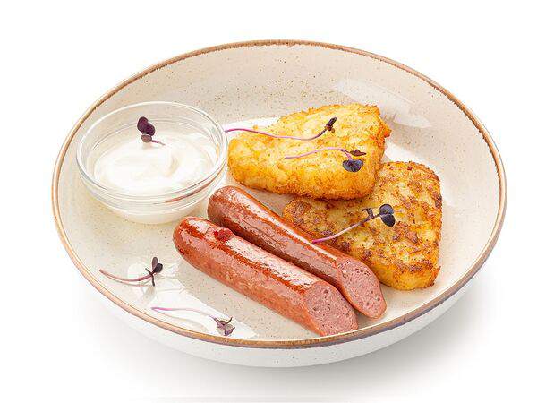 Шоколадница - Хашбраун с говяжьими колбасками