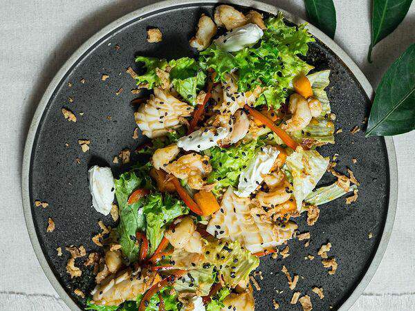 Хлебные истории - Салат с морепродуктами и тыквой