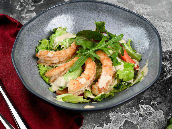 Мох - Овощной салат с креветками