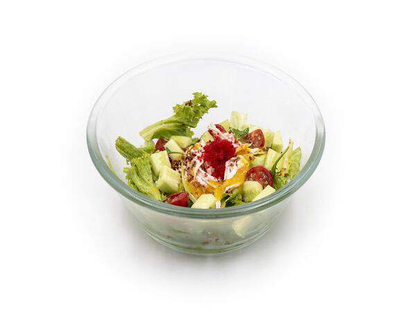 Ред-Буфет - Крабовый салат с икрой тобика и манговым соусом