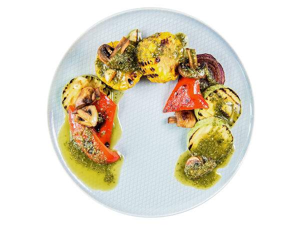 Мандарин - Овощи гриль с соусом песто