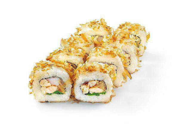 Gimme rolls - Ролл с жаренным лососем в стружке тунца