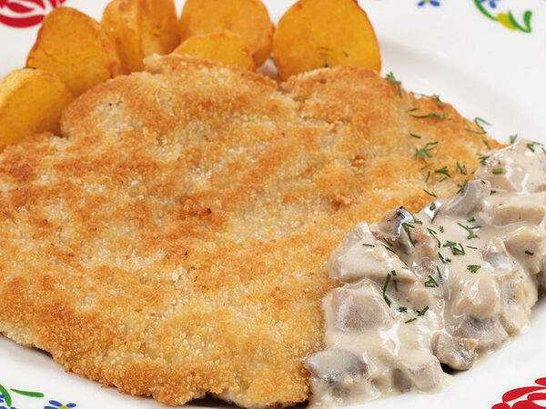 Васильки - Шницель с грибным соусом