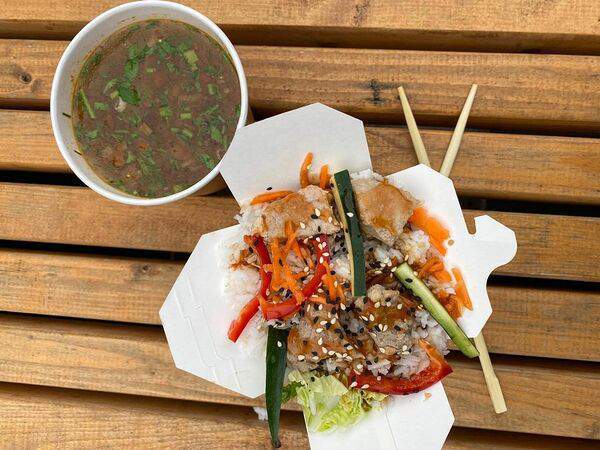 Ostrowok Азии - Суп Азиатский с лапшой и Wok с рисом Басмати и цыпленком в соусе терияки