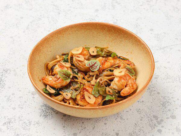 Васаби - Лапша с креветками в соусе терияки