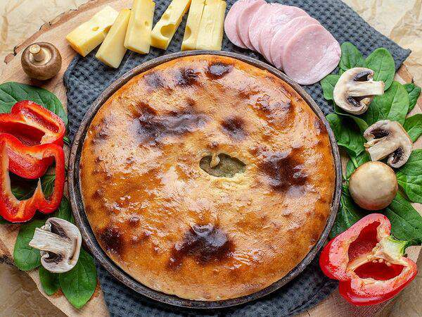ОкПирог - Пирог с ветчиной и грибами