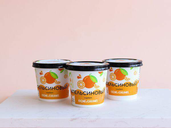 Натуральное мороженое Creme & Caramel - Сорбет апельсин в баночке