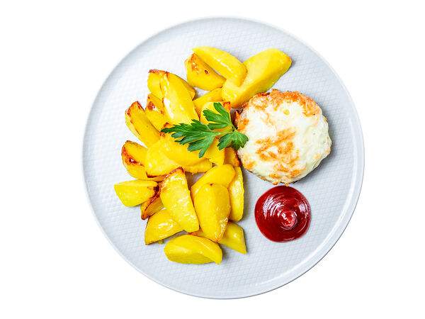 Мандарин - Рубленая куриная котлета По-французски с запеченным картофелем