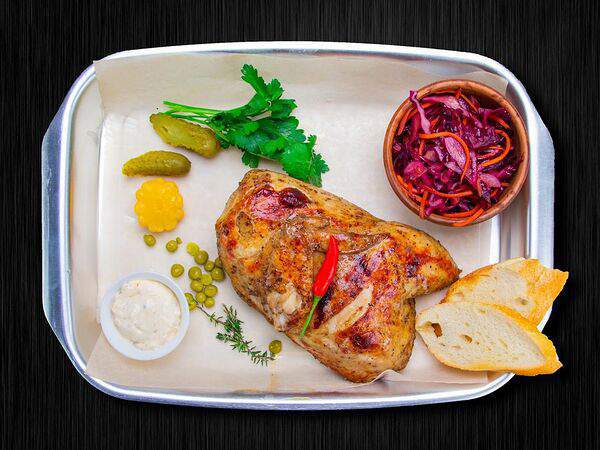 Мясо - Цыпленок 1/2 BBQ с гарниром