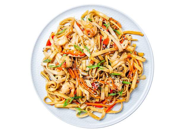 Мандарин - Вок-лапша с тигровыми креветками