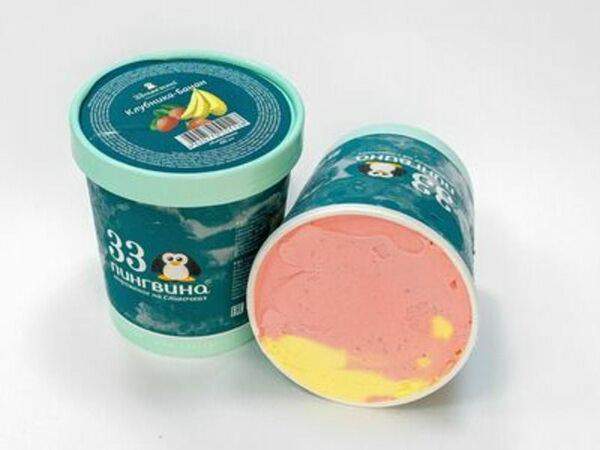 33 пингвина - Ведерко мороженого Клубника-банан