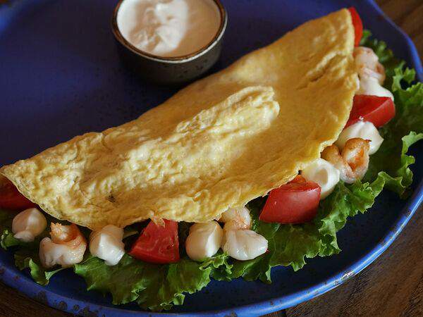 Berberry & ptichka - Омлет с креветками на гриле