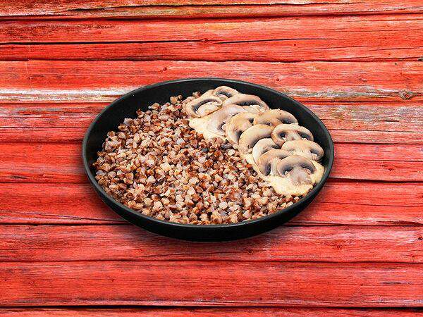 Русские блины - Каша гречневая с шампиньонами и белыми грибами