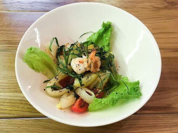 Traveler's coffee - Жареный командорский кальмар с тигровыми креветками