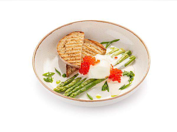 Шоколадница - Завтрак со спаржей и красной икрой