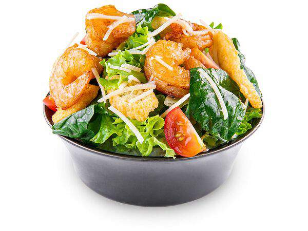 Белый рис - Салат цезарь с креветками