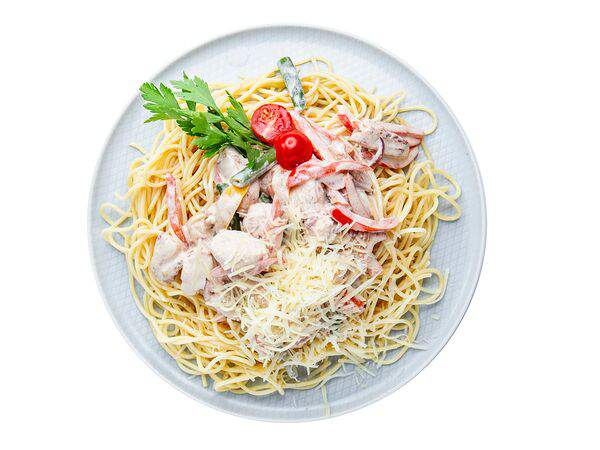 Мандарин - Спагетти с грудкой цыплёнка