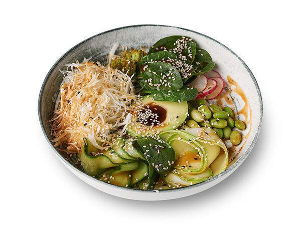 One Гоги - Зеленый салат с авокадо, брокколи, бобами и ореховым соусом