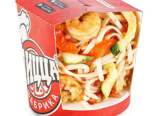 ПиццаФабрика - Удон с креветками и соусом сладкий чили