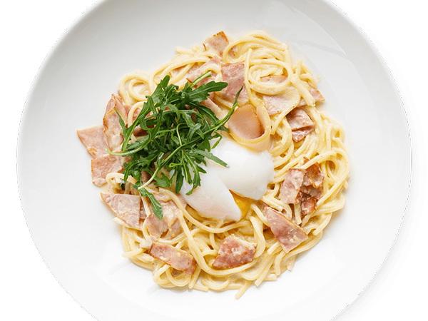 Пить кофе Кино - Карбонара светчиной и яйцом пашот