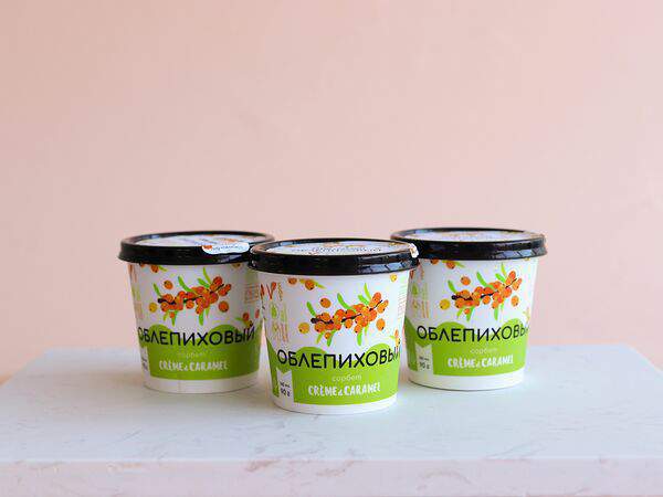 Натуральное мороженое Creme & Caramel - Сорбет облепиха в баночке
