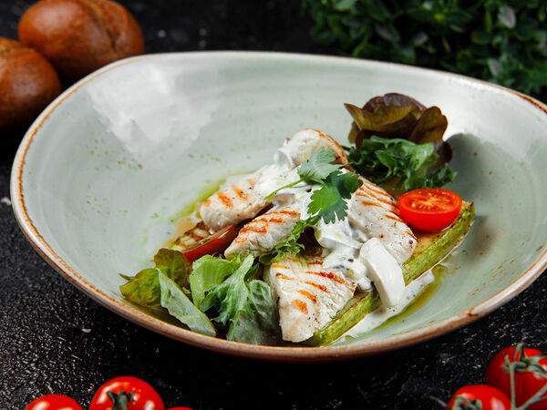 Fitness Food Cafe - Филе индейки с кабачками гриль в сливочно-грибном соусе