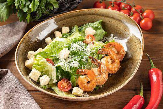 Инжир - Салат Цезарь с креветками