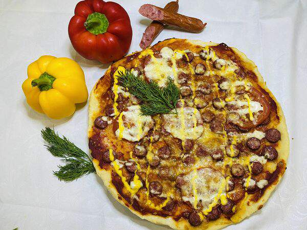 Вкусные корн доги - Пицца с Охотничьими колбасками