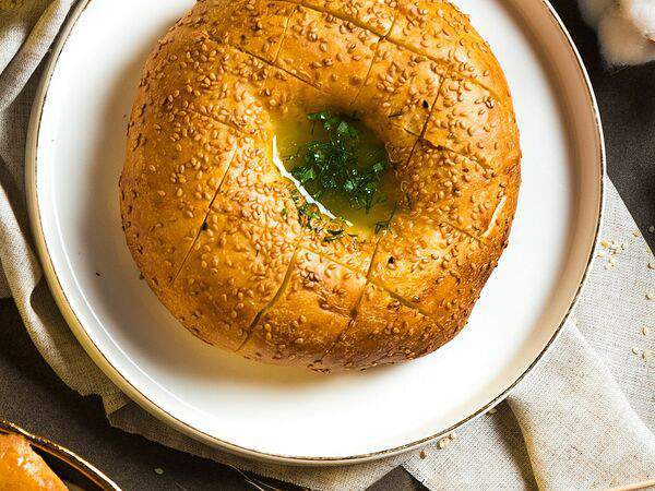 Чайхана Обишир - Лепешка с маслом и зеленью