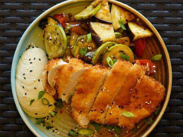 Ресторан 101 - Печеные овощи с курицей панко