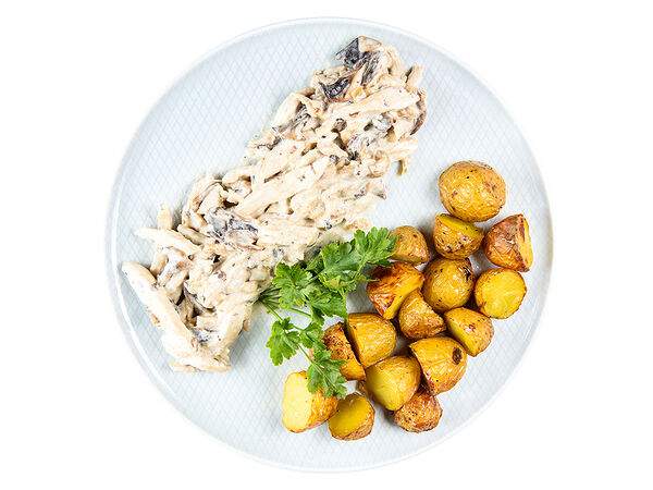 Мандарин - Соте строганов из куриного филе с картофелем беби