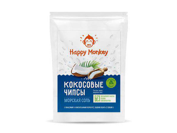 Happy monkey - Кокосовые чипсы с морской солью