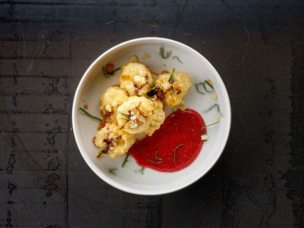 Рис - Бананы в воздушном кляре со взбитыми сливками