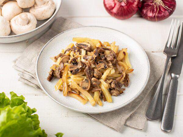 Бахетле - Жареный картофель с языком и грибами