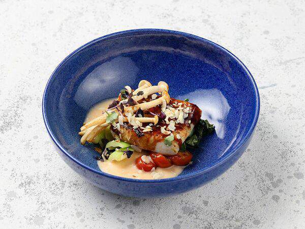 Васаби - Палтус с креветочным соусом