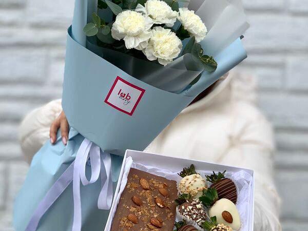 Labberry клубника в шоколаде - Комбо-набор с диантусом и плиткой