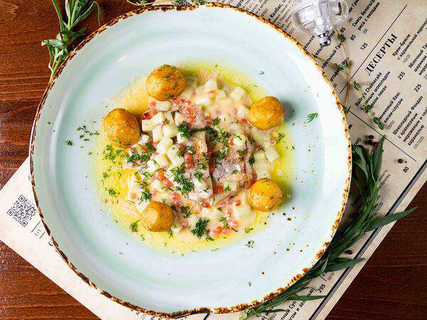 Дублин - Белая рыба в сливочно-икорном соусе