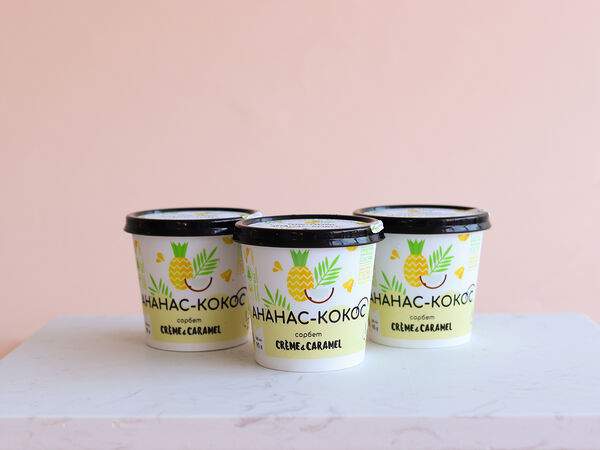 Натуральное мороженое Creme & Caramel - Сорбет ананас-кокос в баночке
