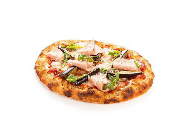 Кафе Королевский пекарь - Пицца Римская от шефа с мортаделлой и печеными баклажанами