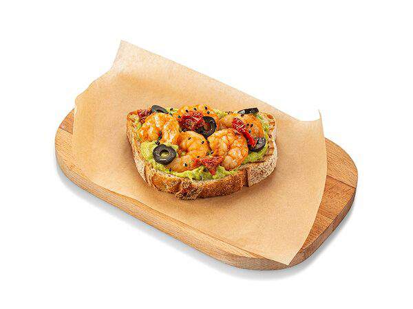 Шоколадница - Брускетта с креветками и авокадо